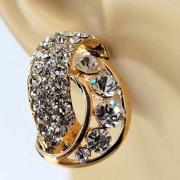 Elegant Crystal Gold Earrings - Picture 2 of 10
